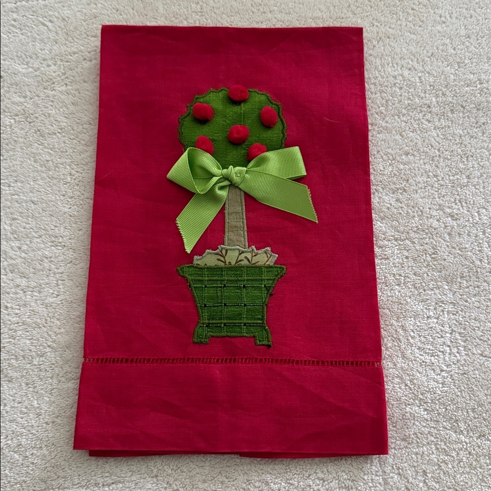 Holiday Red and Green Decorative Towel